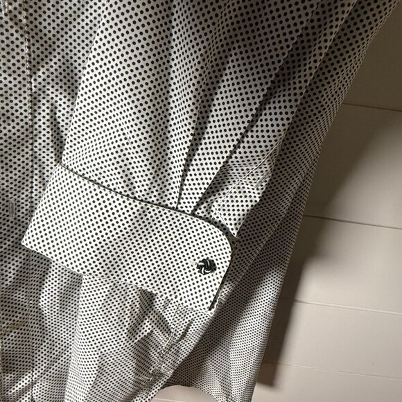 Stacy Adams Men's Dress Button Down Shirt White & Black Polka Dots Sz 22 34/35 - Picture 8 of 10